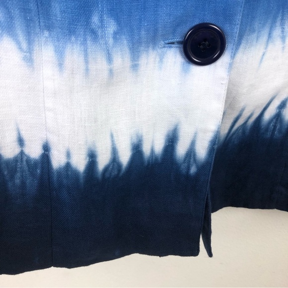 Lafayette 148 petite 100% Linen Short sleeve tie-dye blazer - Picture 6 of 11